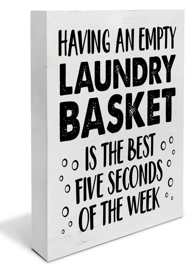 YIDOU Country Laundry Room Wood Box Sign Decor Desk Sign Having an Empty Laundry Basket Wooden Box Block Sign Rustic Home Shelf Wall Decoration - Image 1